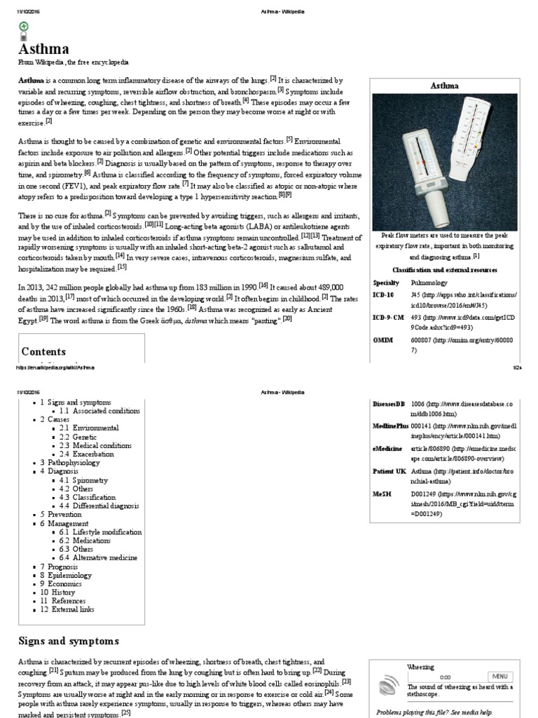 Asthma Wikipedia Asthma Chronic Obstructive Pulmonary
