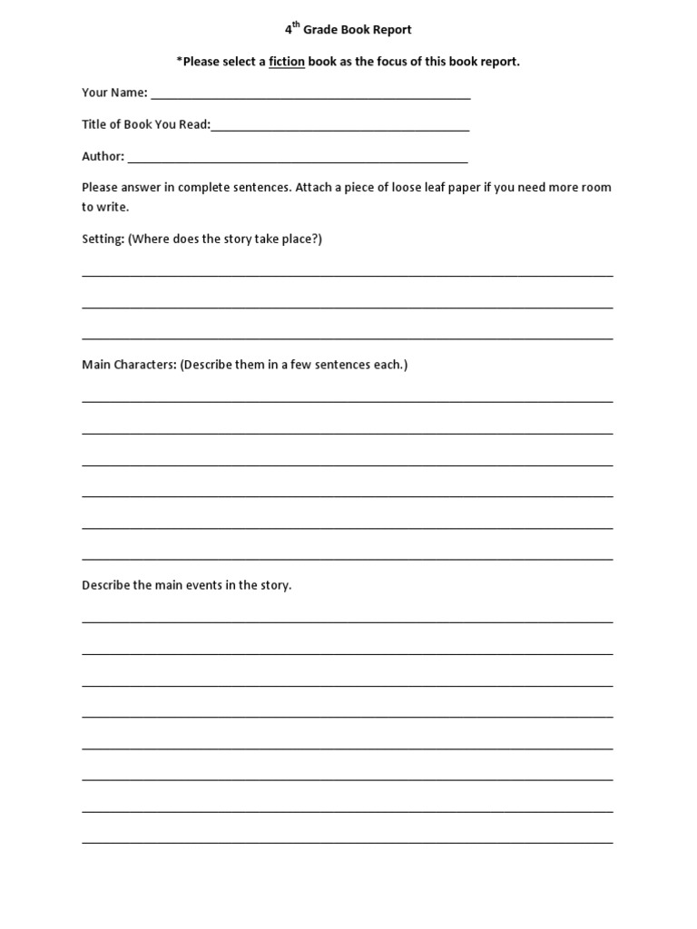 23-23th Grade Book Report Template  PDF For 6Th Grade Book Report Template