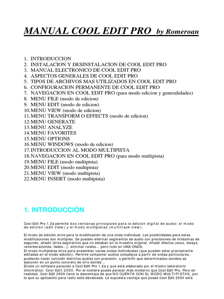 Tutorial - Cool Edit Pro PDF | PDF | Mp3 | Archivo de computadora