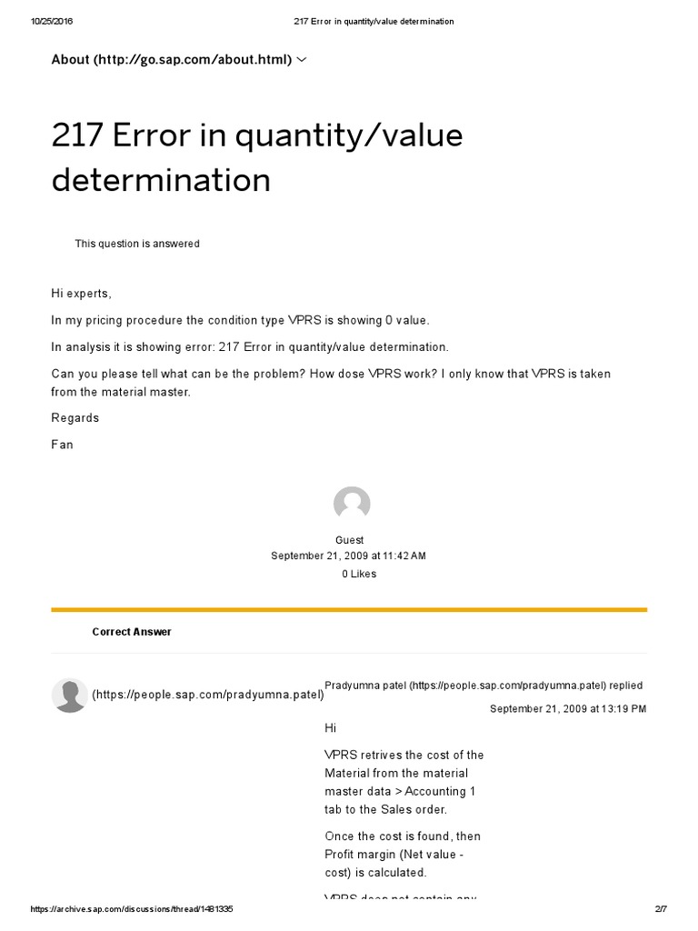 217 Error in Quantity Value Determination PDF Moving Average Prices