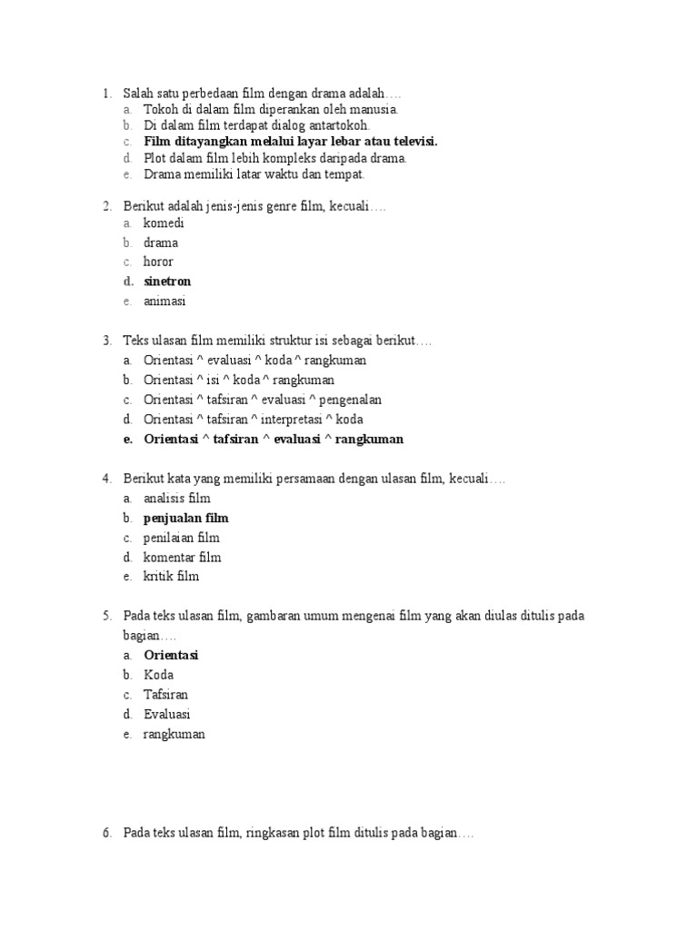 Soal Ulasan Film Soal Ulasan Film