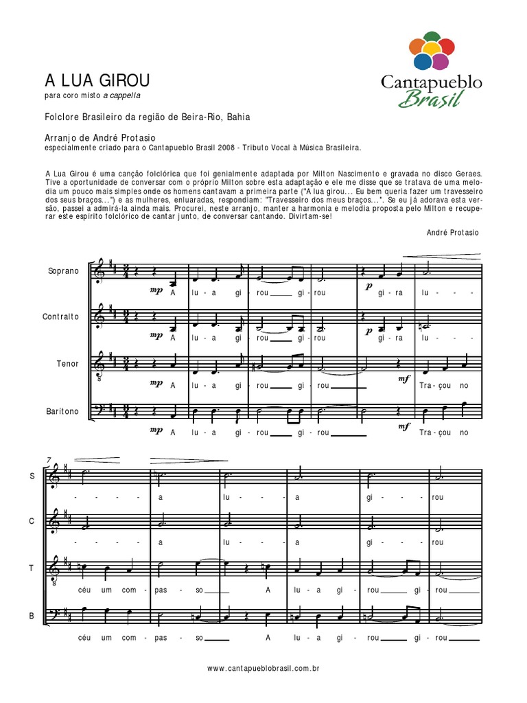 A Lua Girou - Partitura PDF | PDF | Coro | Música à capela