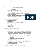 Outline On Articles of Incorporation