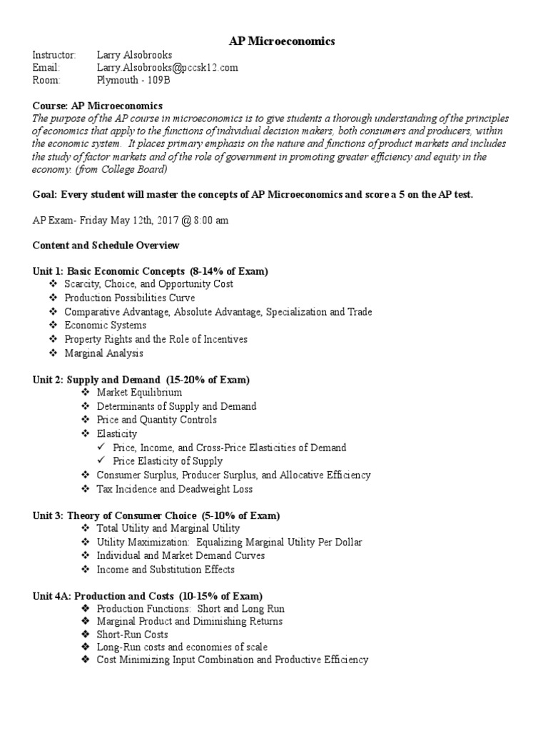 AP Microeconomics Syllabus 2016 17 Alsobrooks Updated Again | PDF ...