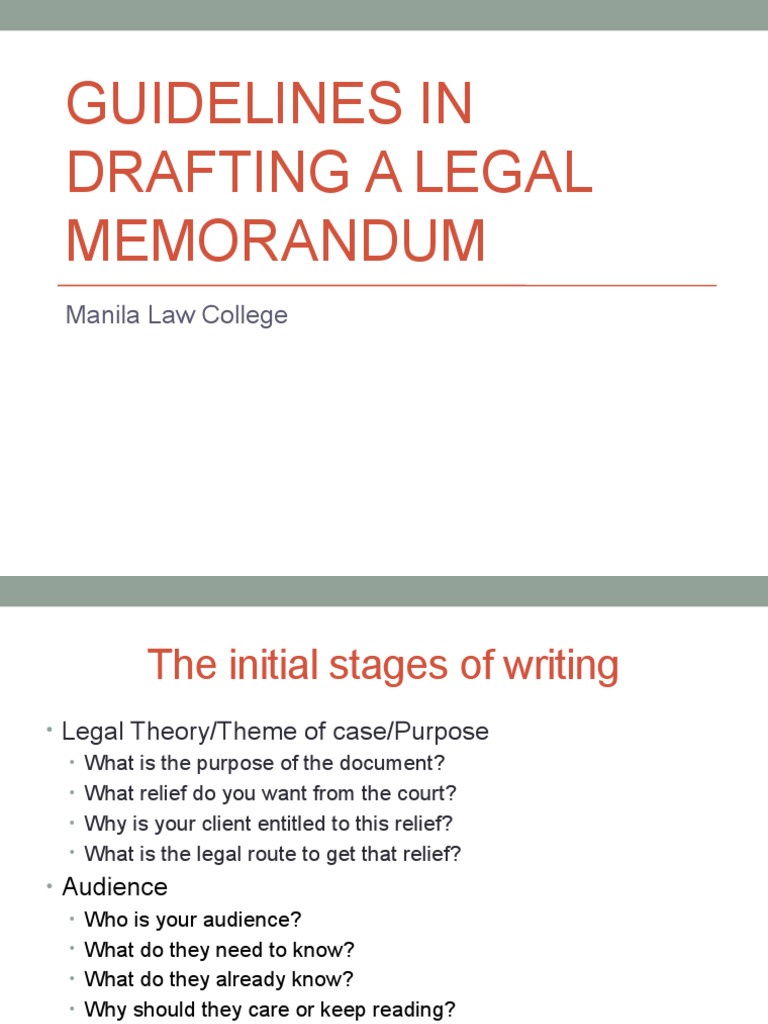 Legal Memorandum Drafting Guide | PDF | Precedent | Sentence (Linguistics)