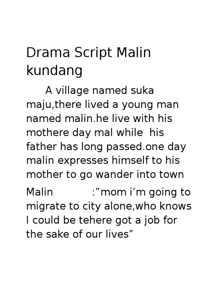Malin Kundang Drama Script | PDF