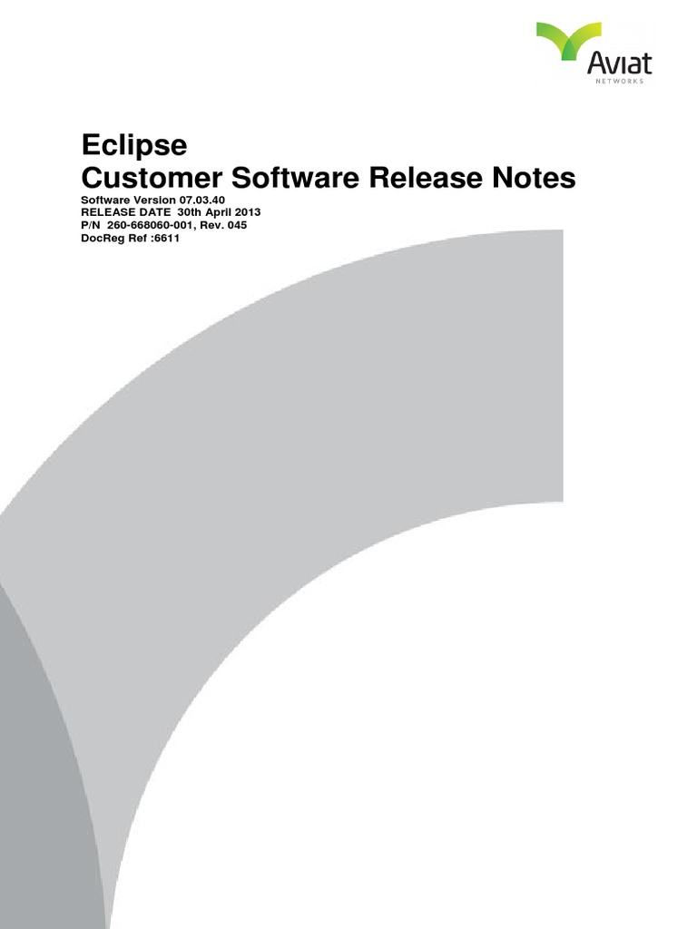 Eclipse 07 03 40 Customer Release Notes | PDF | Bit Rate | Password