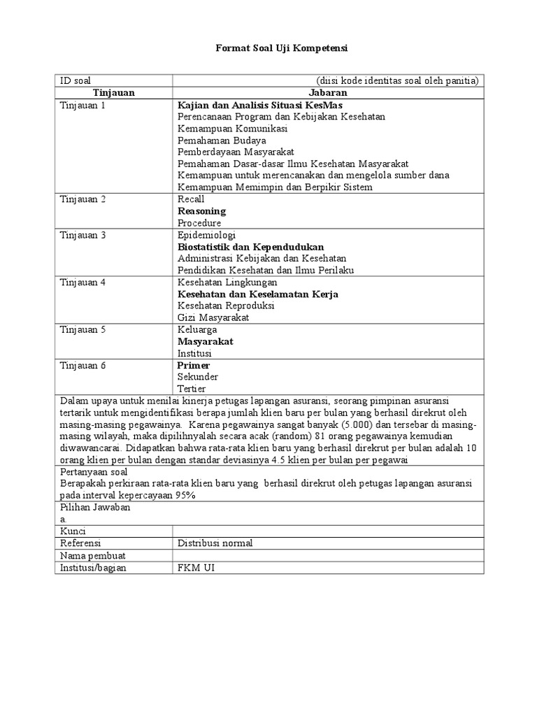 Contoh Soal Uji Kompetensi