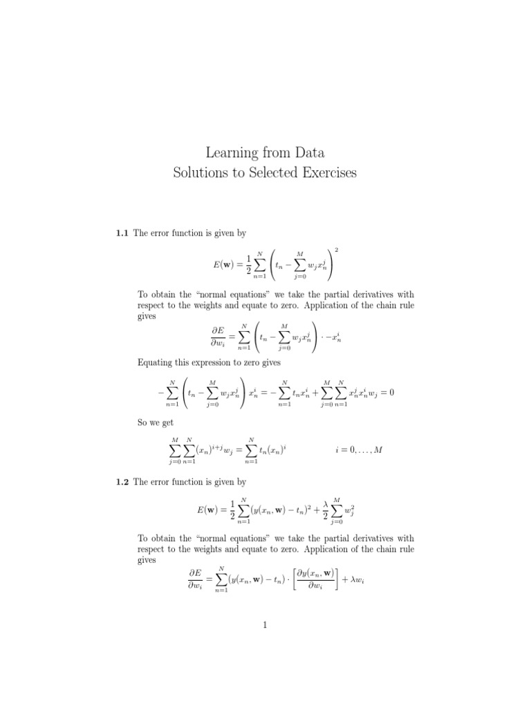 Data Error Function and Normal Equations | PDF
