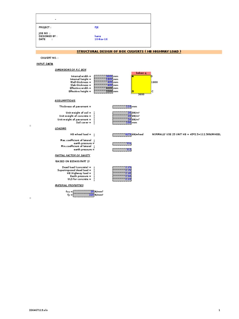 Structural Design of Box Culvert | PDF | Mechanical Engineering ...