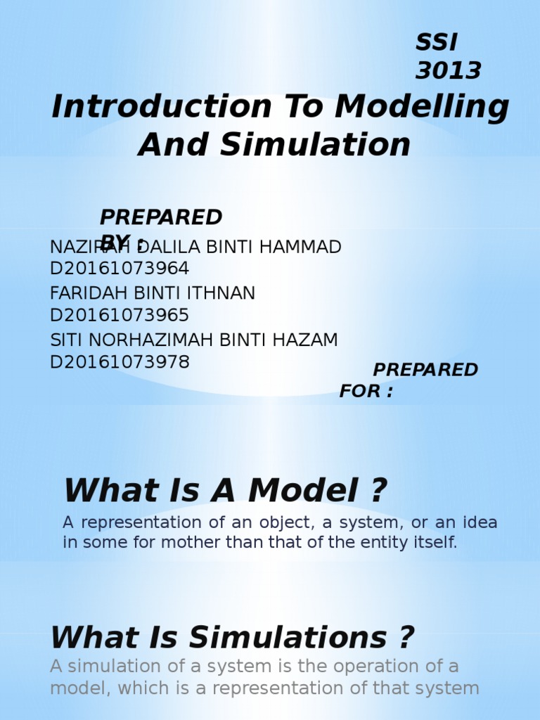 Introduction To Modelling and Simulation: Prepared BY | PDF