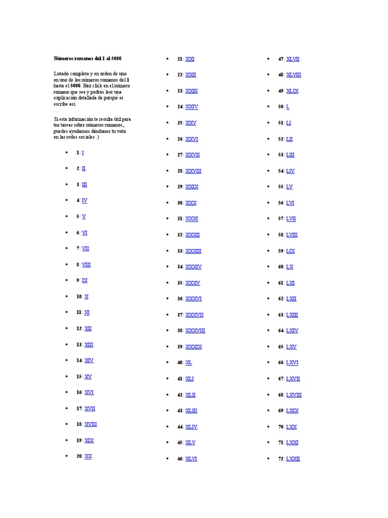 Numeros Romanos Del 1 Al 5000 Quimica Organica Grupo Funcional