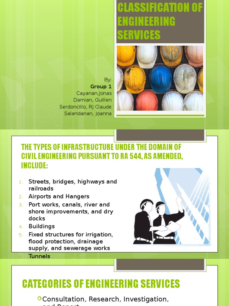 Classification of Engineering Services | PDF | Engineer | Construction ...