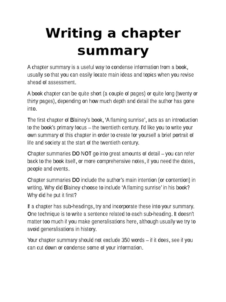 Writing A Chapter Summary  PDF