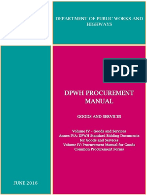 Dpwh Procurement Manual Volume Iv Procurement Asian Development Bank