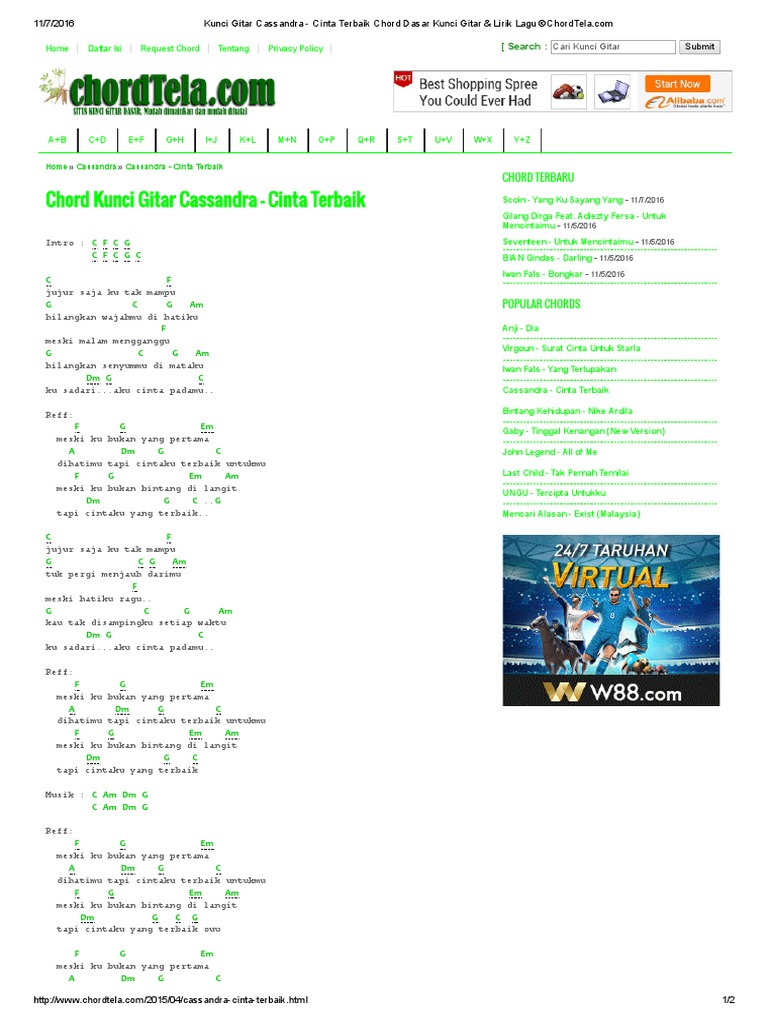 Kunci Gitar Cassandra Cinta Terbaik Chord Dasar Kunci Gitar Lirik Lagu C Chordtela