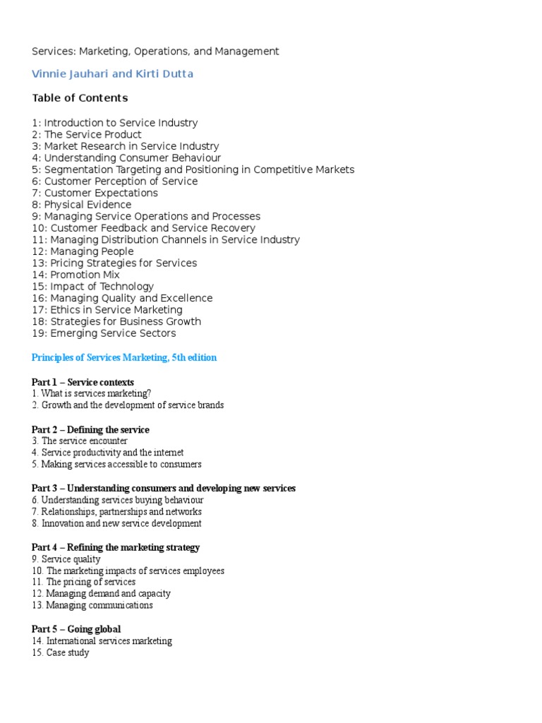 Principles of Service Marketing Insights | PDF