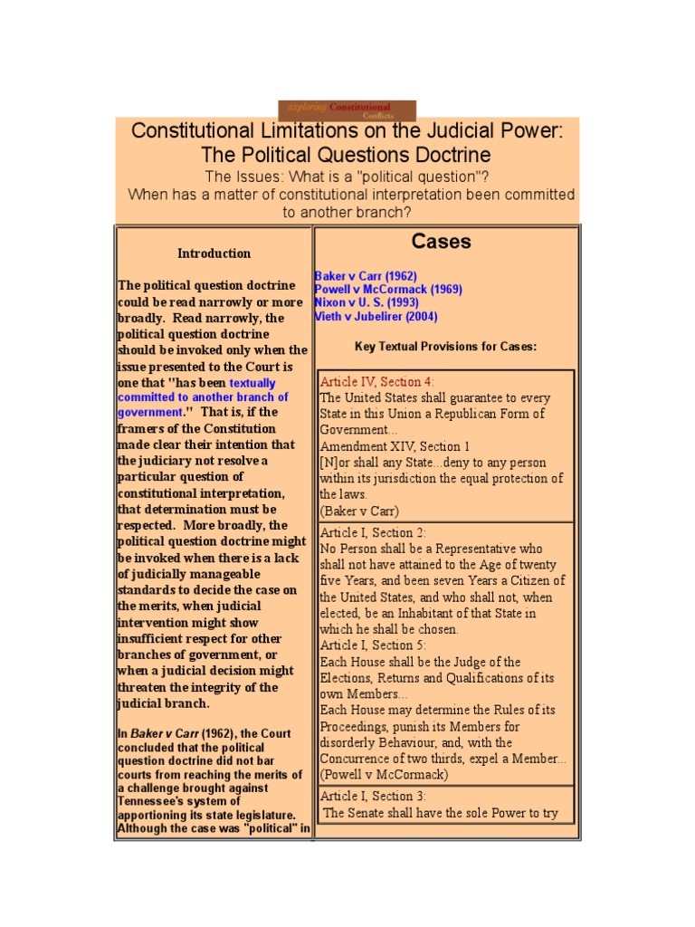 Constitutional Limitations On The Judicial Power: The Political ...