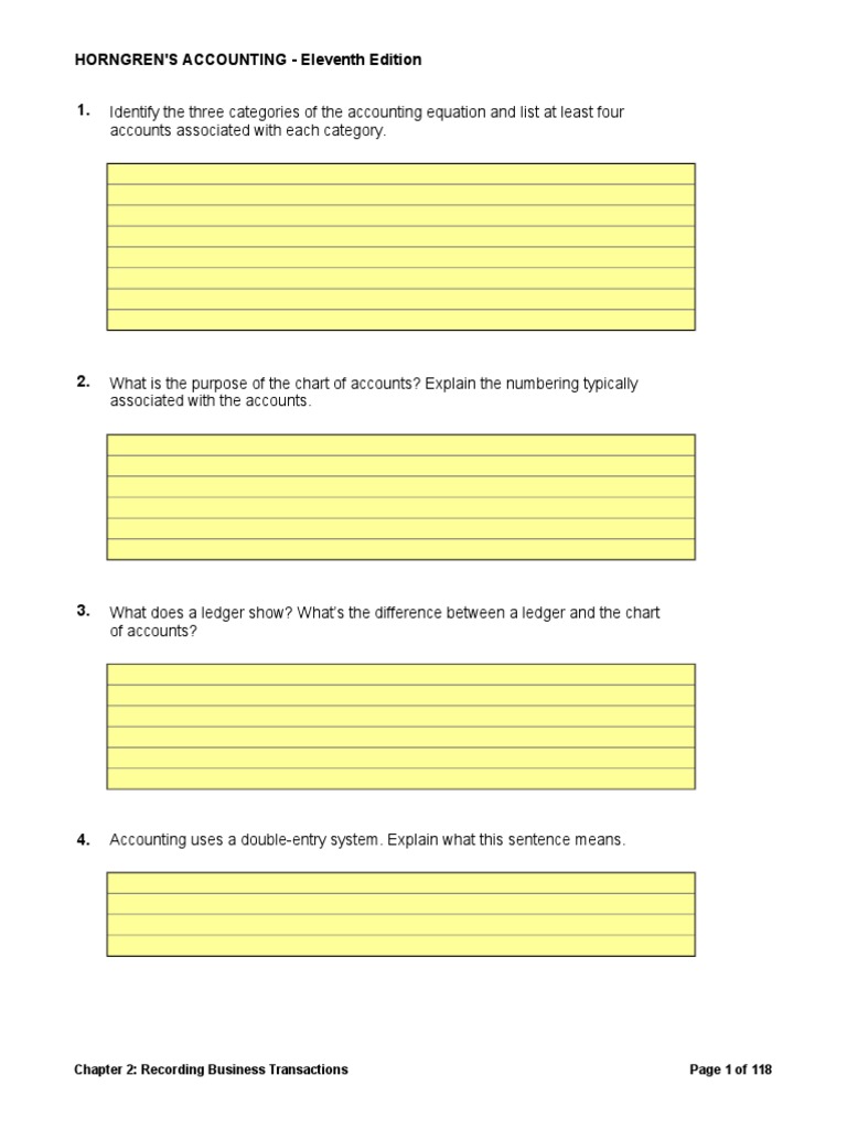 Nobles Horngrenacct11 Ch02 Working Paper | PDF | Debits And Credits ...