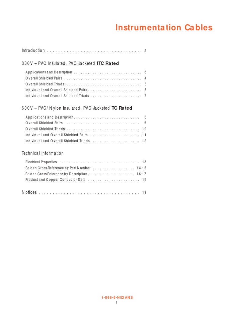 300V Instrumentation Cable Overview | PDF | Cable | Wire