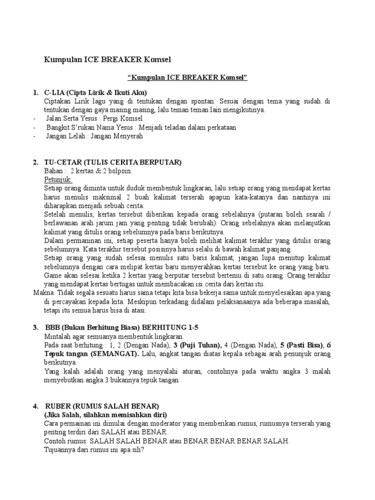 Kumpulan Ice Breaker Komsel Pdf