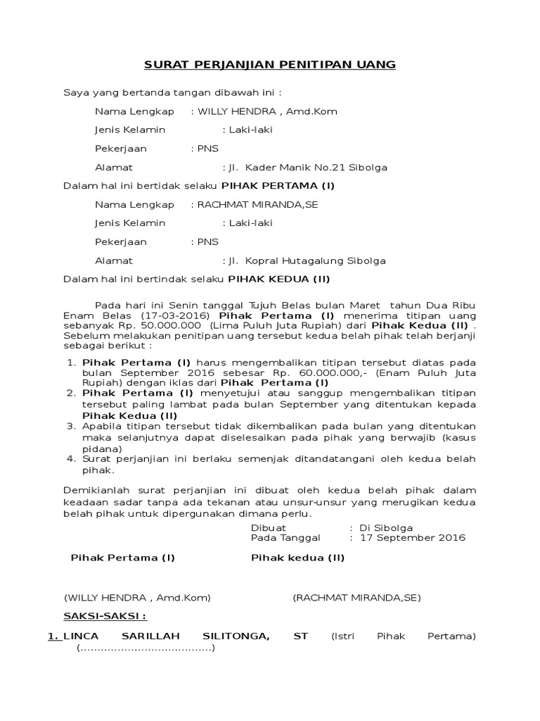 Yuk Lihat 6+ Surat Titipan Uang Terlengkap 