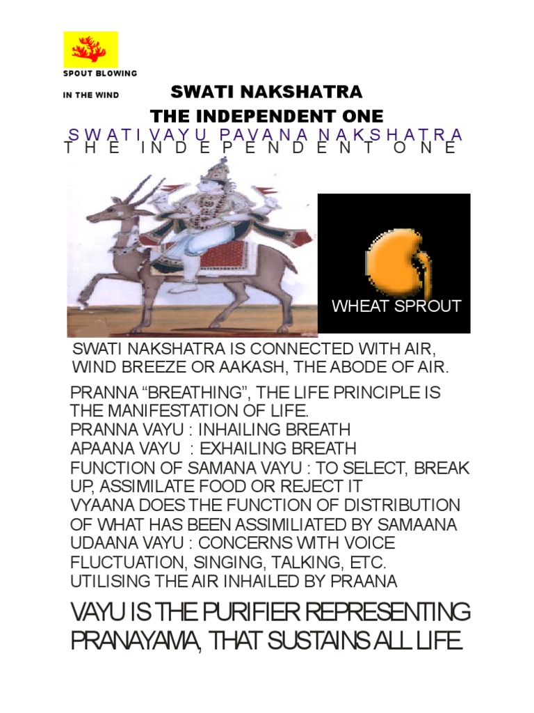 Swati Nakshatra: Characteristics & Symbolism | PDF | Wound | Prana