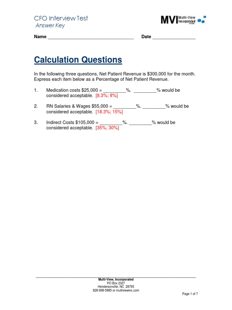 CFO Interview Test Key | PDF | Debits And Credits | Medicare (United ...