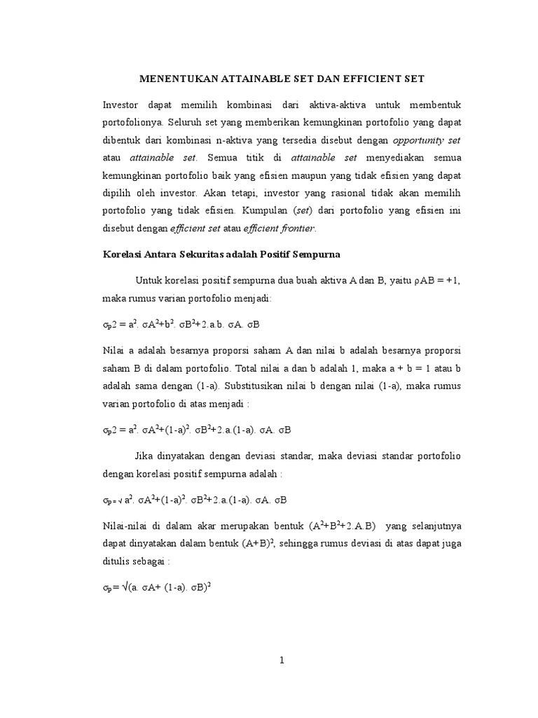 Perbedaan Attainable dan Efficient Set | PDF | Metode & Bahan Ajar