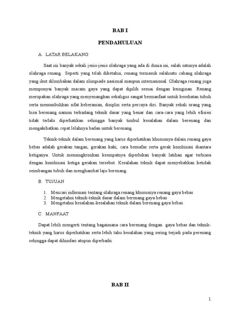 Makalah Renang Gaya Bebas