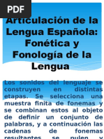 Articulación de La Lengua Española Fonética y Fonología de La Lengua