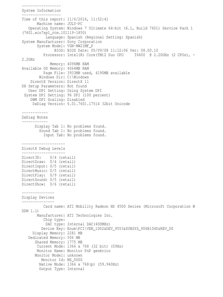 Comprehensive System Report for JULYPC including Hardware Information