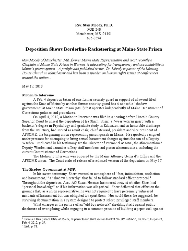 Racketeering Charged at Maine State Prison | PDF | Whistleblower ...