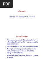 Informa) CS: Lecture 10 - Intelligence Analysis