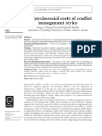 The Psychosocial Costs of Conflict Management Styles