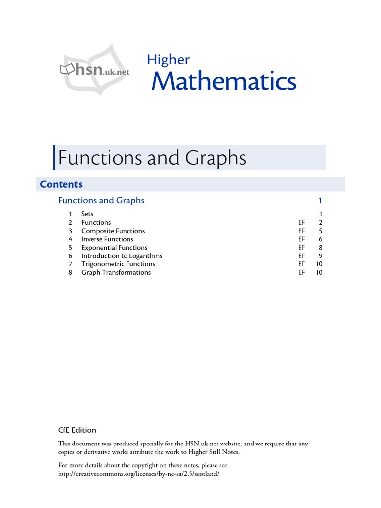 Functions and Graphs HSN | PDF | Function (Mathematics) | Trigonometric ...