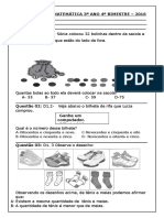 Avaliação de Matemática 3º Ano 4 BIMESTRE 2016