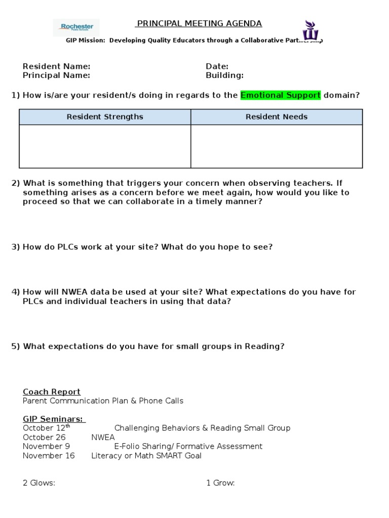 October2016 Principal Meeting Agenda PDF