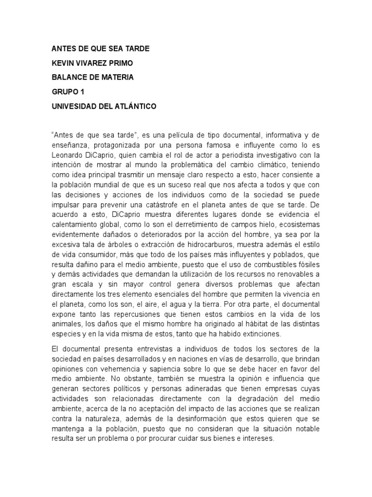 Antes de Que Sea Tarde Climate Change Earth