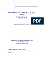 Matematika Teknik (Tei 101) Preliminary: Warsun Najib, S.T., M.SC