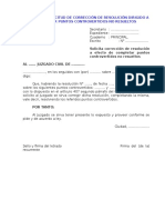 Modelo de Solicitud de Corrección de Resolución Dirigido A Completar Puntos Controvertidos No Resueltos