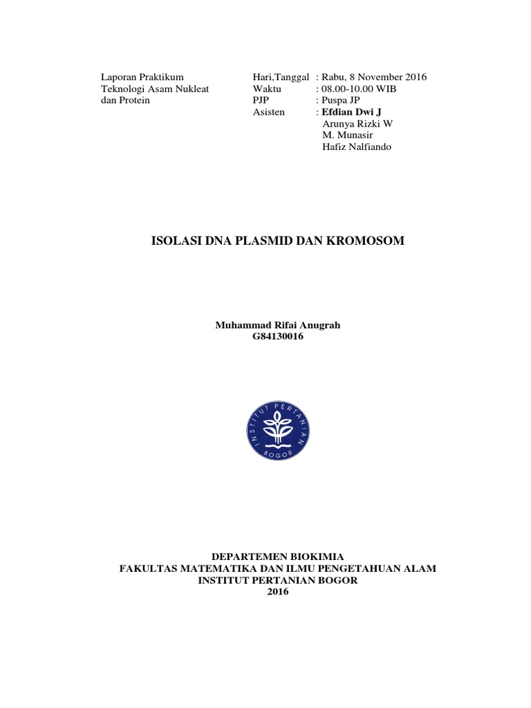 Laporan Praktikum Isolasi Dna Plasmid Seputar Laporan