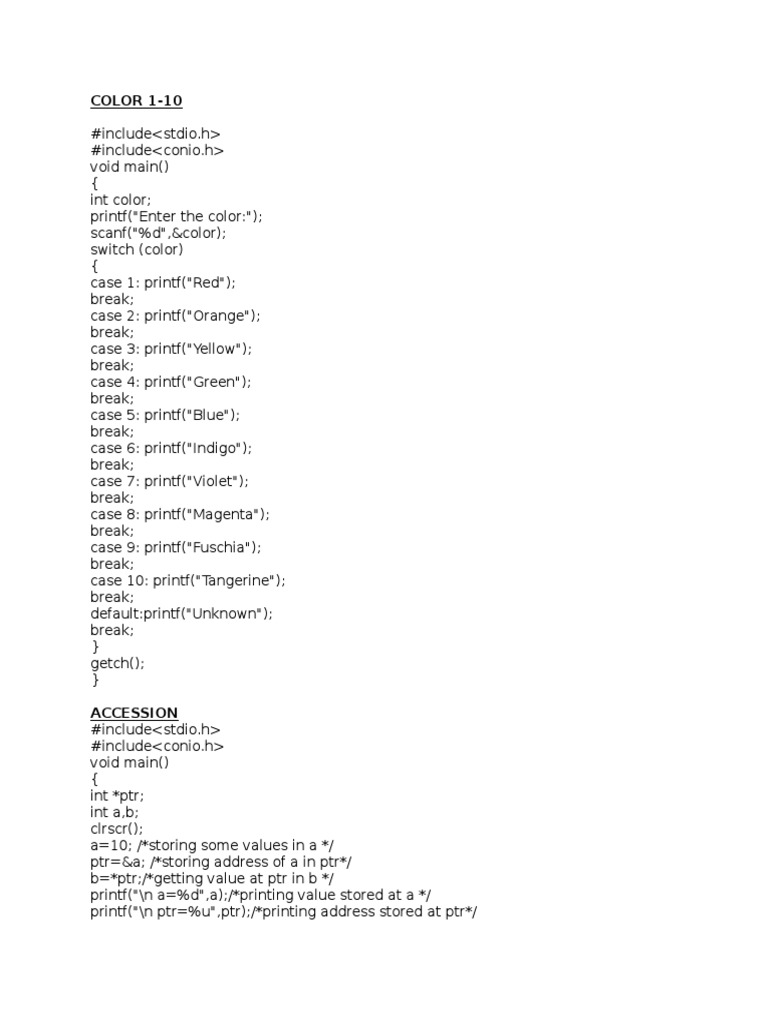 Turbo C | PDF | Color | Computer Programming