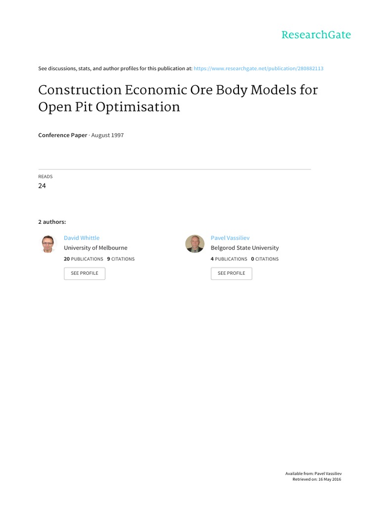 Economic Models for Open Pit Mining | PDF | Mathematical Optimization ...