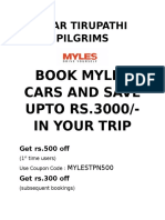 Dear Tirupathi Pilgrims: Book Myles Cars and Save UPTO RS.3000/-In Your Trip