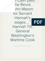 “`To Cash paid the Revrd. John Mason for Servant Hannah’s wages …': Hannah Till, General Washington’s Wartime Cook"