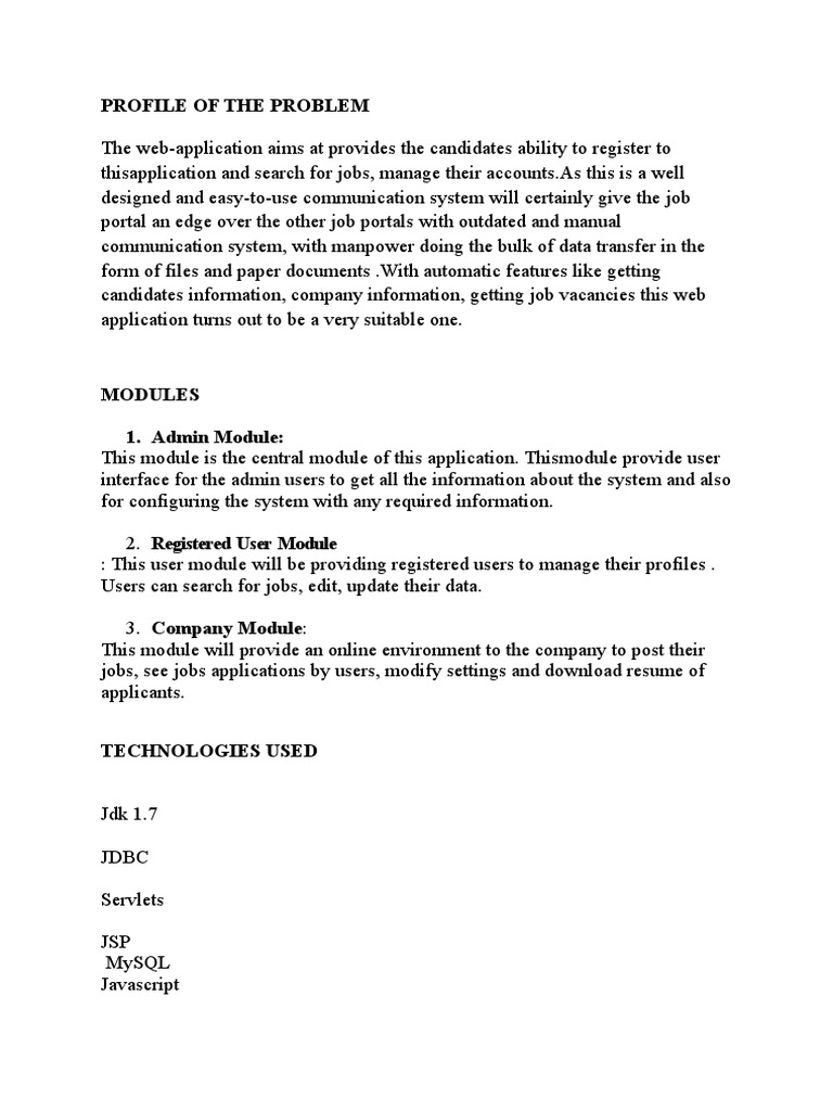 Online Job Portal Overview | PDF | Business | Computers