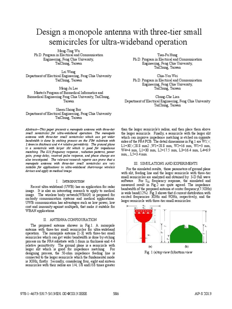 Design A Monopole Antenna With Three-Tier Small Semicircles For Ultra ...