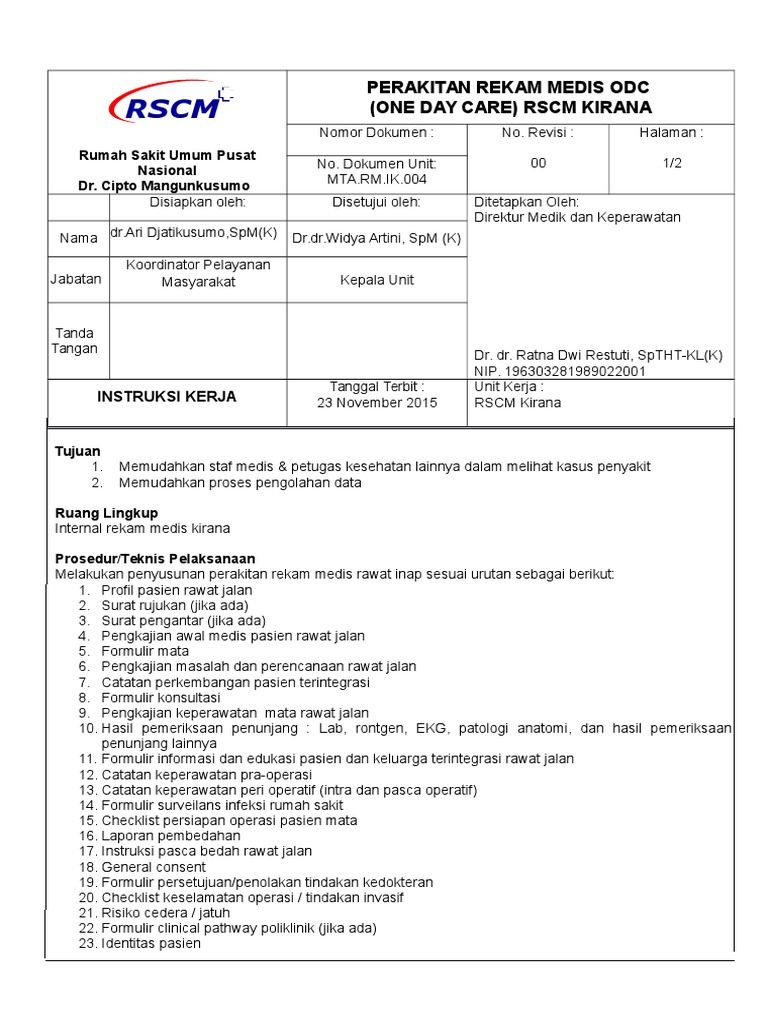 Prosedur Rekam Medis RSCM Kirana | PDF | Sains & Matematika