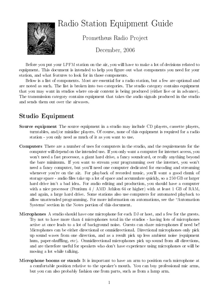 Essential Radio Station Equipment Guide | PDF